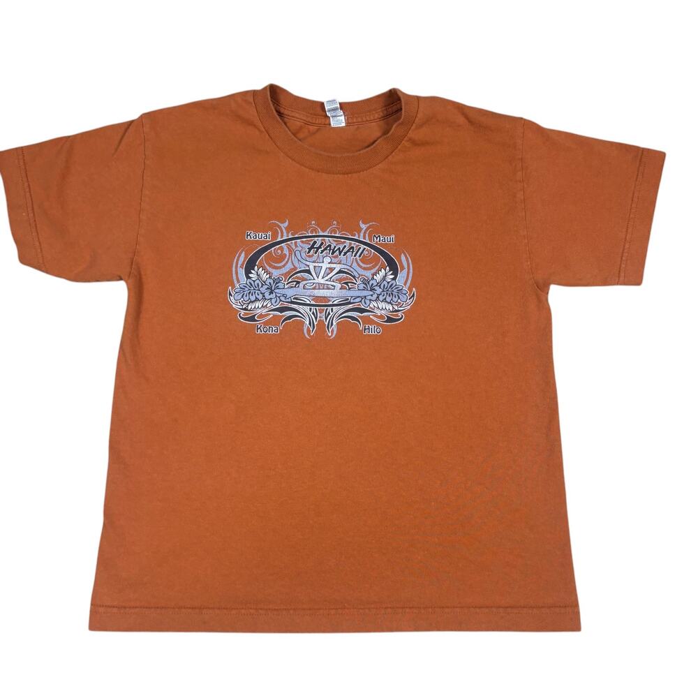 y2k 2000s style hawaii tribal tshirt womens baby tee medium surfwear beach indie